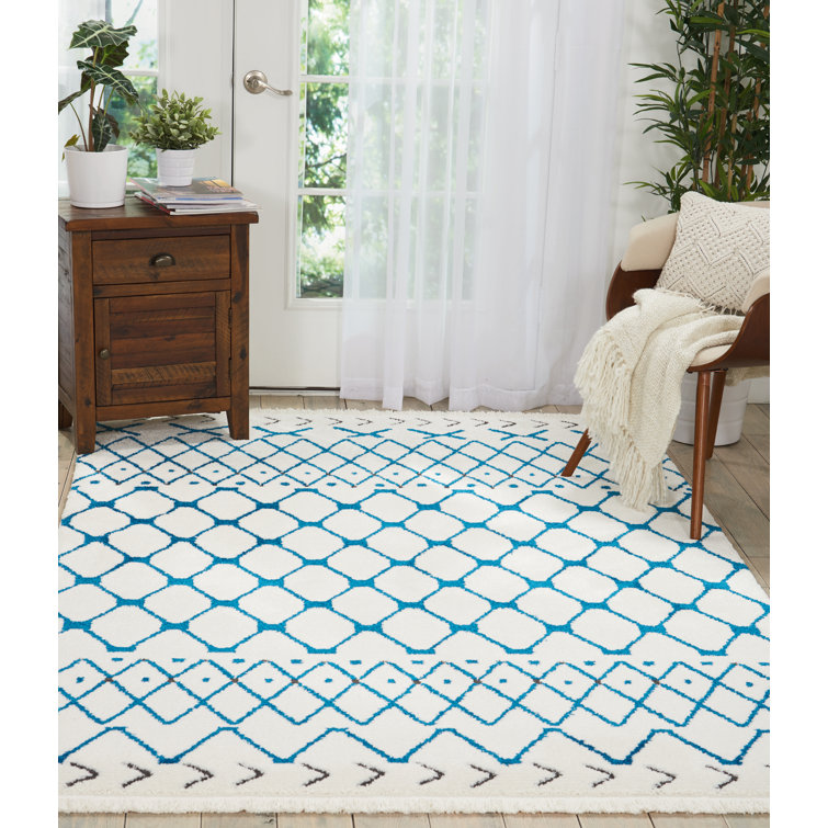 Bloomsbury Market Beacham White/Blue Rug & Reviews Wayfair.co.uk